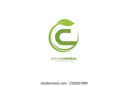 C logo leaf for identity. nature template vector illustration for your brand.