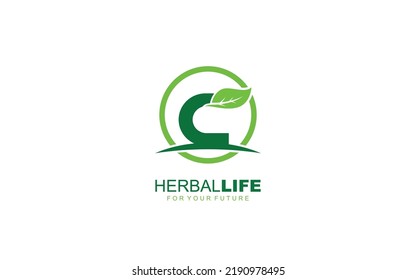 C logo leaf for identity. nature template vector illustration for your brand.