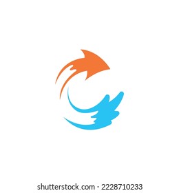 C-Logo, Letter c-Logo mit Pfeil-Symbol, Swoosh-Logo