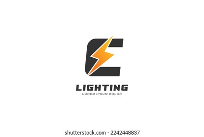 C Logo with lightning letter concept for template