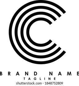C Letra de línea de logotipo Diseño de alfabeto monograma