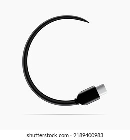 C logo made of type c cable. Vector isolated font for digital design, template, application logo etc.