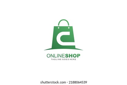 C logo online shop for branding company. BAG template vector illustration for your brand.