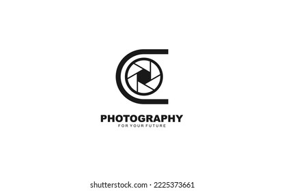 C logo photography for branding company. camera template vector illustration for your brand.