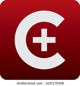c + logo with a red background