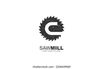 C logo sawmill vector for woodworking company. initial letter carpentry template vector illustration for your brand.