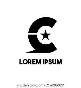 C logo with star in black and white