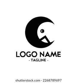 C Logo Symbol or Logo Template. Simple logo with moon design. crescent Logo design. Initial C