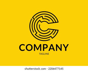 C logo for technology or saint company 