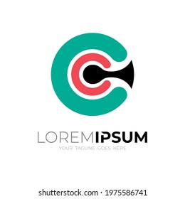 C logo and technology simple icons, circle style