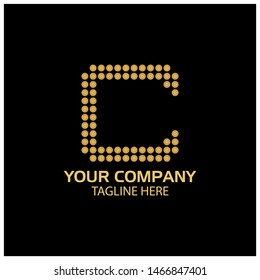 C logo template, C letter, Gold logo design. vector