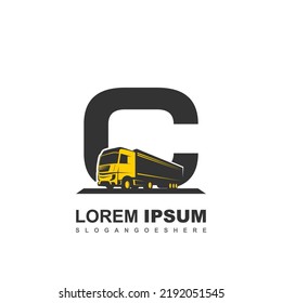 C logo with truck illustration for your brand