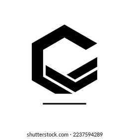 Diseño vectorial del logotipo C, hexágono de arte abstracto en colores blanco y negro