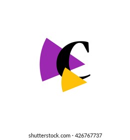 C Logo.. Vector Graphic Business Branding Letter Element Illustration with Colorful Triangles. White Background