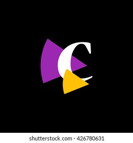 C Logo.. Vector Graphic Business Branding Letter Element Illustration with Colorful Triangles. Dark Background