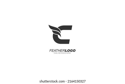 C logo wing for identity. feather template vector illustration for your brand.