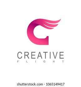 C Logo With Wing, Logo Template Ready For Your Company Name Initial