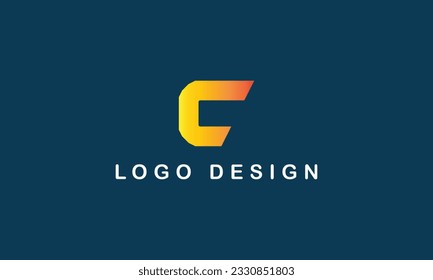 C logo yellow red gradient concept creative simple logo with blue background