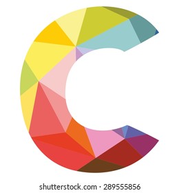 C low poly wrapping surface vector letter isolated on white background