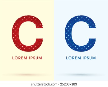 C ,Luxury font, designed using red and blue line geometric shape, idea from wicker,basket ,woven, ribbons, jewelry, diamond ,rope, logo, symbol, icon, graphic, vector.