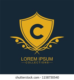 C Luxury logo,Design for Boutique hotel,Resort,Restaurant, Royalty, Victorian identity, luxury Hotel, Heraldic, Fashion,VIP,Club,education Full vector logo template.