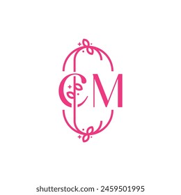 C M CM Vector de belleza logotipo inicial, logotipo de escritura a mano de firma inicial, boda, moda, joyería, boutique, floral y botánica con Plantilla creativa