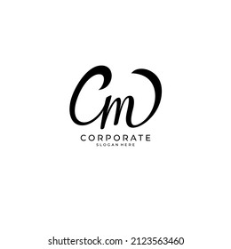 C, M, CM handwriting logo of initial signature