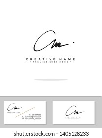 C M CM initial handwriting logo template vector.  signature logo concept