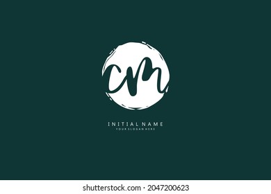 C M CM Initial handwriting or handwritten logo for identity. Logo with signature and hand drawn style.