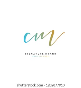 C M CM Initial letter handwriting and  signature logo concept design