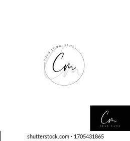 C M CM Initial letter handwriting and signature logo.	