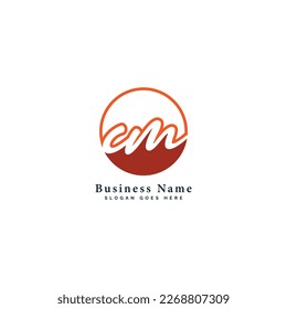 C, M, CM Initial letter handwritten and signature vector image template in round shape logo