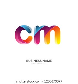C M CM Logo Letter Design Vector colorful glossy color. Design Template