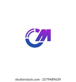 The C and M are creatively interlocked or connected, forming a single graphic element