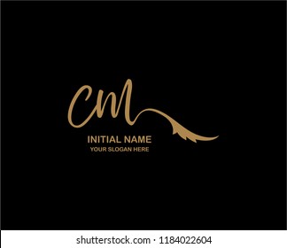 C M Initial Handwriting Logo Template