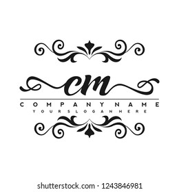 C M Initial handwriting logo vector