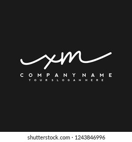 C M Initial handwriting logo vector