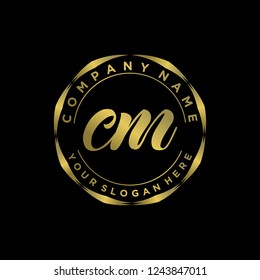 C M Initial handwriting logo vector