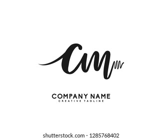 C M Initial Handwriting Logo Template Vector
