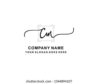 C M Initial Handwriting Logo Template