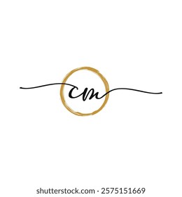 C M Initial Script Letter Beauty Logo Template
