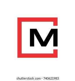 C M Letter or M Square Logo Design