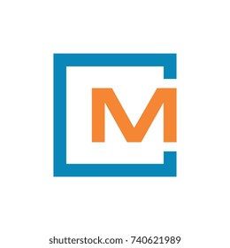 C M Letter or M Square Logo Design