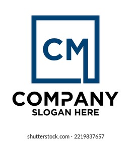 C M lettering with square design vector template