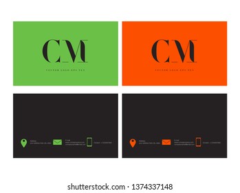 C M letters Joint logo icon with business card vector template.