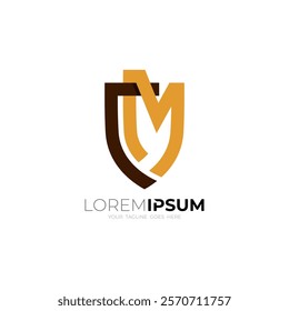 C and M logo with shield design template, security icons