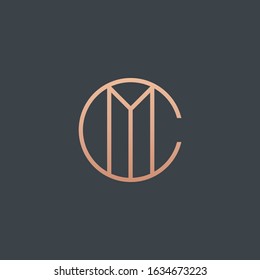 C & M monogram logo in copper color.