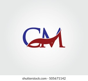 C and M Swoosh Initial Logo Vector