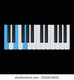 C major piano chord flat vector illustration