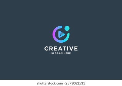 C media creator logo design premium vector.